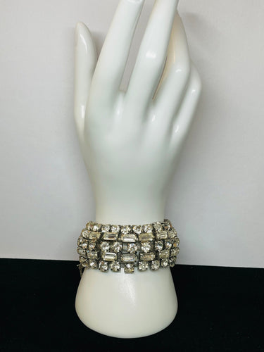 Silver 5 Row Rhinestone Bracelet